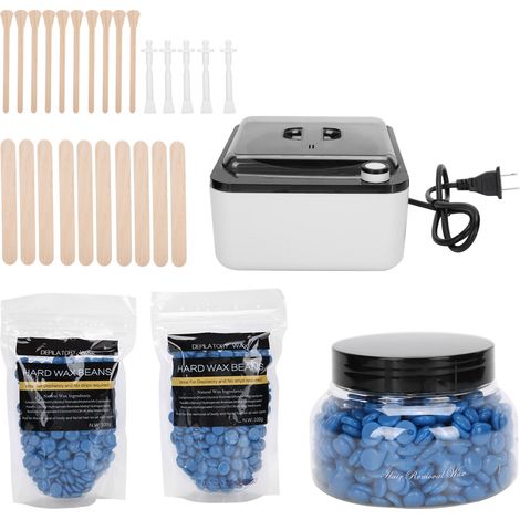 Kit de chauffe-cire épilatoire avec fèves de cire, bâtonnets et accessoires, prise US 110V (1/5)