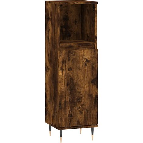 Mueble de baño con estantes abiertos de diseño industrial 30 x 30 x 100 cm madera de roble ahumado 020049000 (1/5)