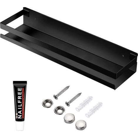 Étagère flottante en pour salle de bain douche montage mural panier de rangement pour cuisine 40cm Acier Inoxydable (1/4)