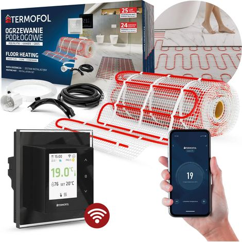 TAPIS CHAUFFANT AVEC thermostat 12m2 150W/m2 TF-H7 NOIR 50CM + WIFI (1/5)