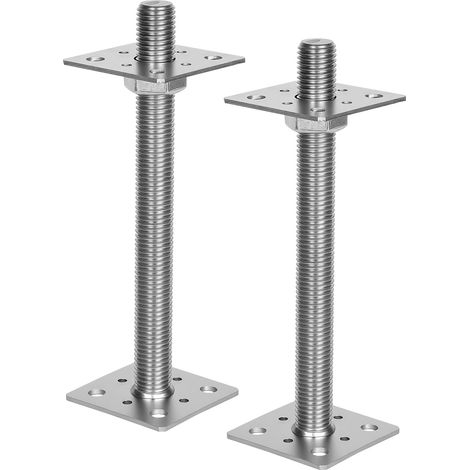 Randaco Pfostenträger höhenverstellbar 30–250 mm – Individuell anpassbare Höhe für Zaun, Pergola und Terrassenbau Silber 2PCS