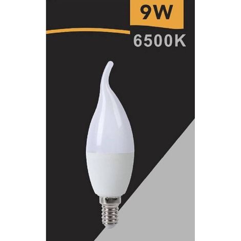 TrAdE Shop Traesio - Lampadina Led E14 9watt Candela Fiamma Smd C37 Luce Naturale Calda Fredda C37-9w - -Bianco Freddo -
