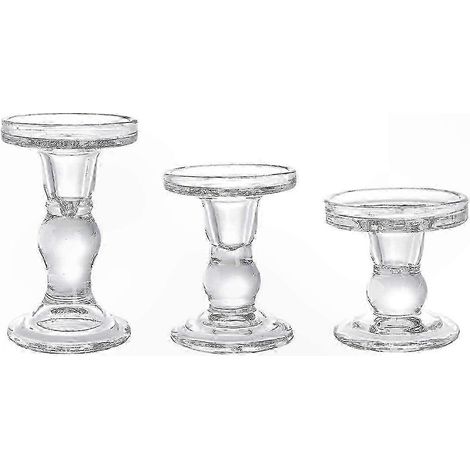 Bougeoirs en cristal transparent compatibles avec les bougies piliers et coniques, centre de table élégant s'harmonisant avec la décoration de table à manger (1/5)