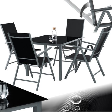 Ensemble 4 chaises de salle à manger Cadre aluminium gris anthracite (1/5)