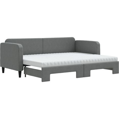 Maison Exclusive - Tagesbett Ausziehbar mit Matratzen Dunkelgrau