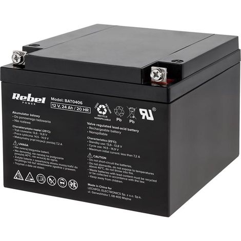 Batería Gel Rebel 12V 24Ah sin mantenimiento duradera