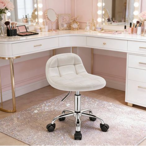 MEUBLIV Chaise de bureau pivotante ivoire 38x31 cm – réglable en hauteur avec roulettes (1/5)