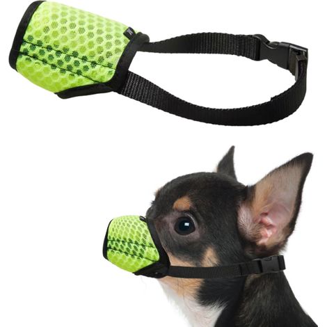 Muselière pour chien, muselière souple en maille pour chiens de petite, moyenne et grande taille, muselière pour chiots (vert fluorescent)