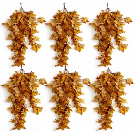 Pack of 6 x 70cm Artificial Trailing Grape Ivy Plant Faux Hanging Foliage - Yellow - Premium Quality (1/5)