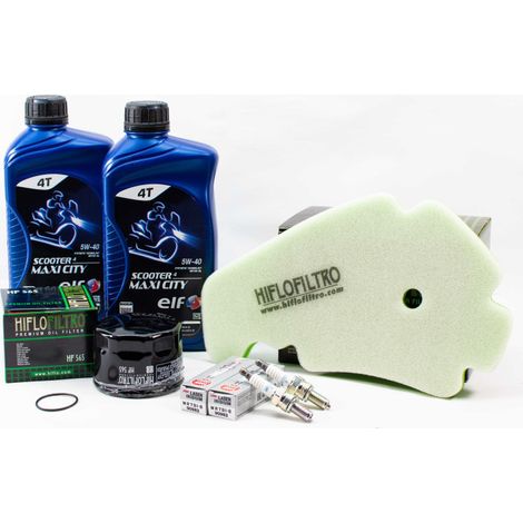 Kit Révision Filtres Bougies pour PIAGGIO MP3 500 HPE Sport ABS de 2018 à 2020 - ELF SCOOTER 4 MAXI CITY 5w40 2L