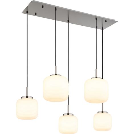 Hängeleuchte Hängelampe Esszimmerlampe Höhenverstellbar Silber Metall H 130 cm (1/5)