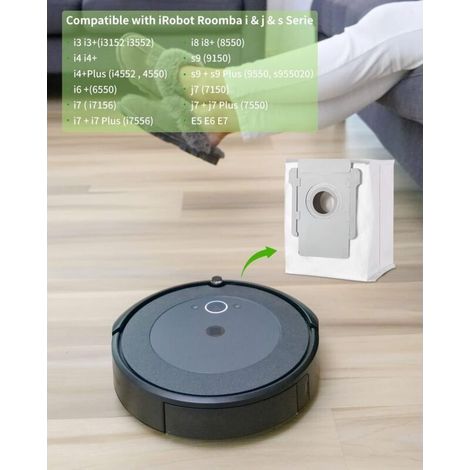 Lot de 12 sacs de rechange compatibles pour iRobot i7 i7+ / i7 Plus E5 E6 E7 S9, accessoires de nettoyage sous vide pour Roomba i7, pour aspirateur de base propre (1/3)