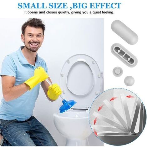 4-teiliges Set Carivent WC-Sitzpolster aus Kunststoff, inklusive 4 WC-Deckel-Abstandshaltern, robuste WC-Sitzpuffer, stoßdämpfende WC-Sitzpolster für WC-Sitz und -Deckel (1/4)