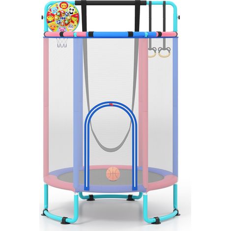 COSTWAY 6 in 1 Trampolino Bambini Interno ed Esterno (Azzurro,140 x 214 cm)