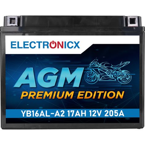 Electronicx AGM Motorradbatterie 12V 17Ah 205A/EN YB16AL-A2 - Wartungsfrei, Langlebig, Hohe Startleistung - Ersatz für, 51616 - Premium Batterie 12V (1/5)