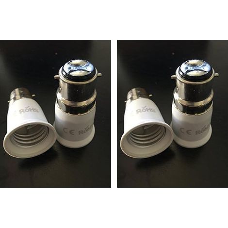 B22-auf-E27-Sockeladapter, CE- und RoHS-konform (wandelt Bajonett in Schraubsockel um) [Energieklasse A] (2er-Pack) (1/2)