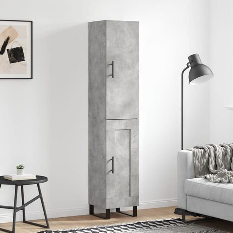Aparador de madera contrachapada gris hormigón 34,5x34x180 cm vidaXL (1/5)