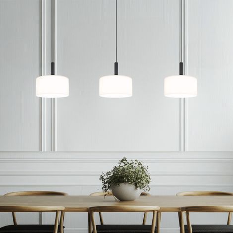 Pendellampe Hängeleuchte Esstischlampe 3 flammig Glas opal LED H 150 cm