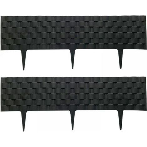 60 cm hohe Garteneinfassung – Wetterfeste Kunststoffpalisaden – 95 mm Höhe – Anthrazitfarbene Rattanoptik – 2er-Pack