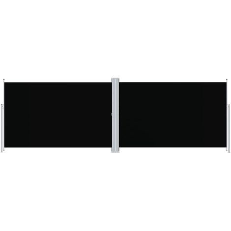 Vidaxl – Auvent latéral rétractable noir 200x600 cm – Tissu polyester avec revêtement PU – Écran rétractable double face – Montage inclus