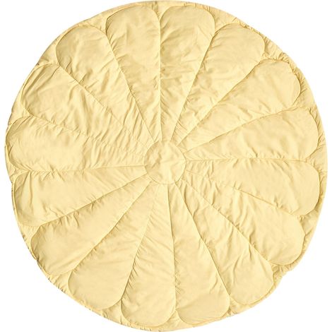 Tapis de Jeu Moderne en Coton Matelassé 110 x 110 cm en Forme de Fleur Accessoire Chambre Enfant Jaune Elizjum (1/5)