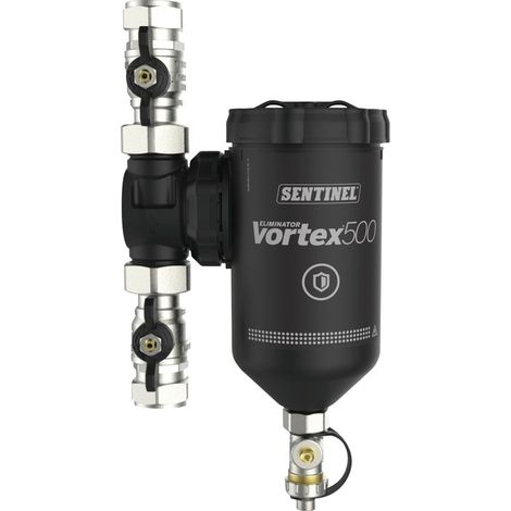 Sentinel – Filtre à boue Eliminator Vortex 500 – Vannes 28 mm fournies – Débit max. 50 l/min – Température max. 100°C