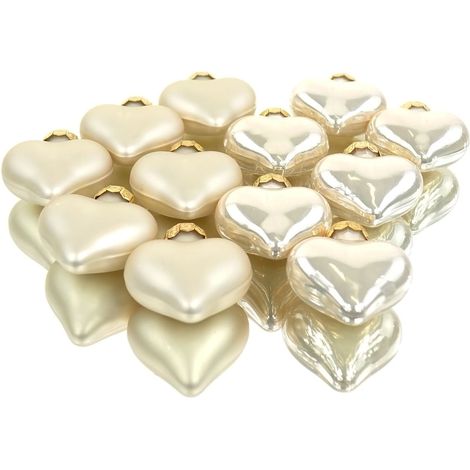 Weihnachtsanhänger Herzen Pearl beige 4 cm aus Glas - 12er Set (1/3)