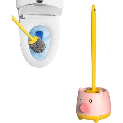 Toilet Brush & Holder,Cartoon Animal Design Effective for Cleaning Bathroom Toilet Brushes and Holders with Adjustable Brush Head (1/5)