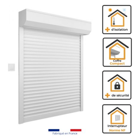 Volet Moustiquaire – Volet roulant électrique ALU H170 cm x L150 cm – Motorisation filaire – Isolation thermique et acoustique – Interrupteur inclus