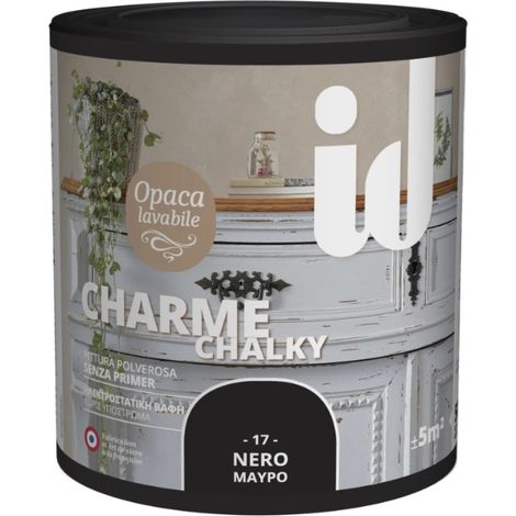 ID VERNICE PITTURA CHARME LAVABILE PER MOBILI, COLORE NERO - 0.5 LT