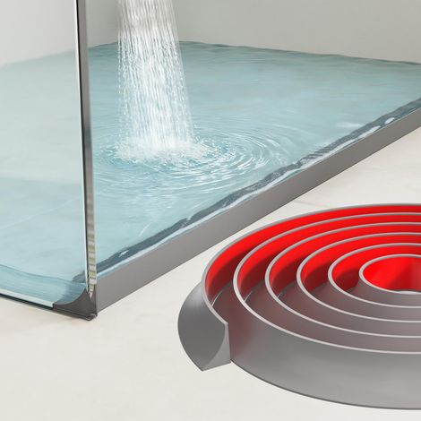 Cabine de douche 100 cm - Gris - Auto-adhésive - En silicone - Pour porte sans cadre - Protection contre les dommages causés par l'eau - Pour salle de bain et cuisine (1/5)