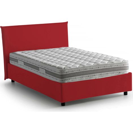 Talamo Italia Letto piazza e mezza Astrid, Letto contenitore con rivestimento in tessuto, 100% Made in Italy, Apertura frontale, adatto per materasso Cm 120x200, Rosso, con imballo rinforzato