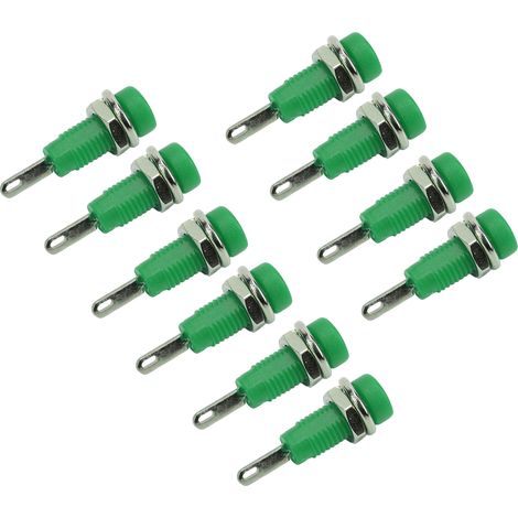 10 Prises Banane 2mm J.40003 Double Embout Prolongé Vert, Connecteur Panneau à Souder pour Instrument Électronique, Lot de 10 (1/5)