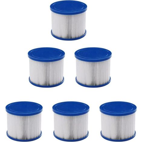 Lot de 6 cartouches filtrantes pour spa gonflable Filtration efficace en papier non tissé Dimensions 77 x 100 mm Compatible avec spas AREBOS (1/4)