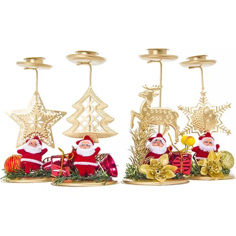 bougeoirs de Noël dorés pour table décoration du Père la maison. (1/5)