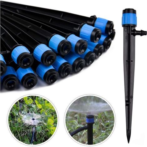 Arroseur micro-irrigation réglable 360° pour tube 4–6 mm – Lot de 50 pièces, couleur bleue (1/5)