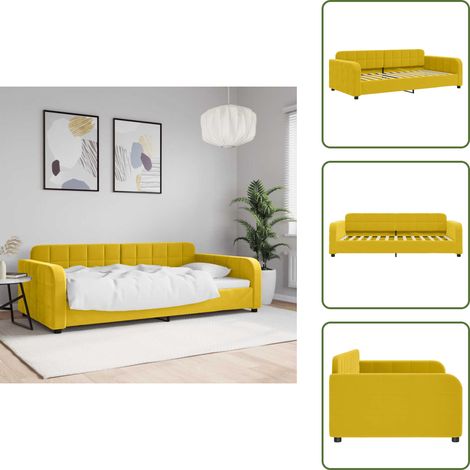 The Living Store Lit de repos sans matelas jaune 100x200 cm velours - Canapé-lit (1/5)