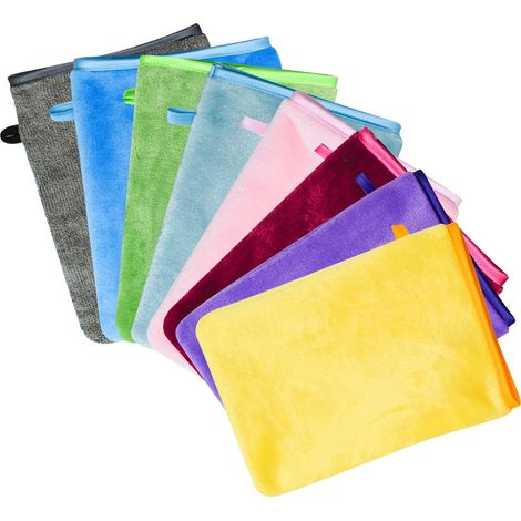 8 Pièces Gants de Toilette en Microfibre, 15 x 21 cm Doux Lot Gant de Toilette, Réutilisables Gant de Douche en Flanelle, pour Le Bain, Démaquillage, Lavage du Visage (8 Couleurs)