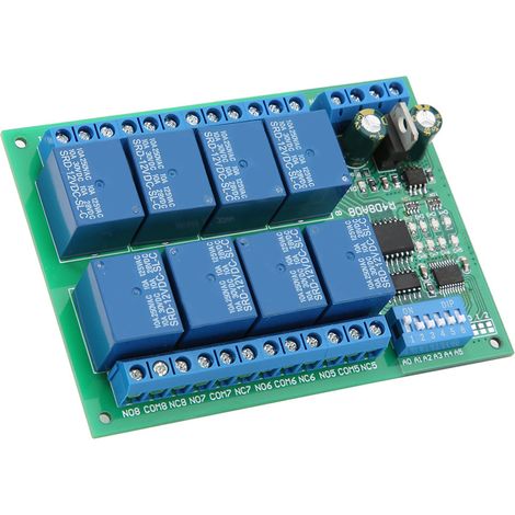 Carte d'extension PLC relais RS485 8 canaux 12 V pour télécommande via protocole RTU (1/5)