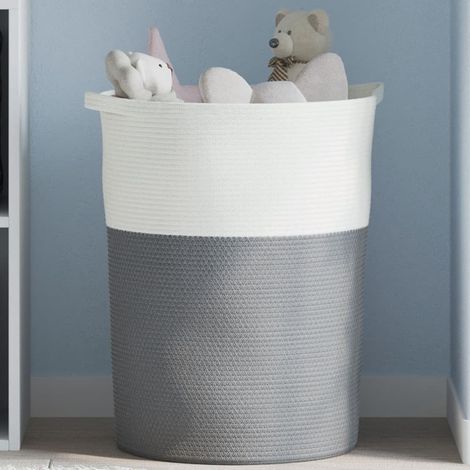 Cesta de almacenaje algodón gris y Ø49x65 cm