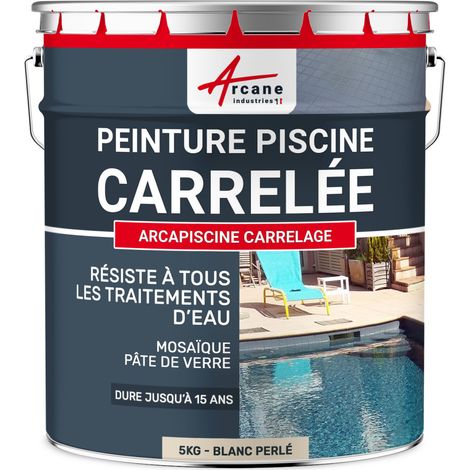 Peinture piscine carrelage - 5 kg (jusqu'à 15m² pour 2 couches) Blanc Perlé - RAL 1013 - ARCANE INDUSTRIES