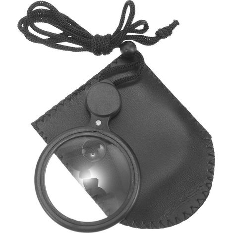 Loupe de poche à suspendre au cou avec lumière, loupe portable pour la lecture des personnes âgées-8.50X5.50X0.80CM-Black