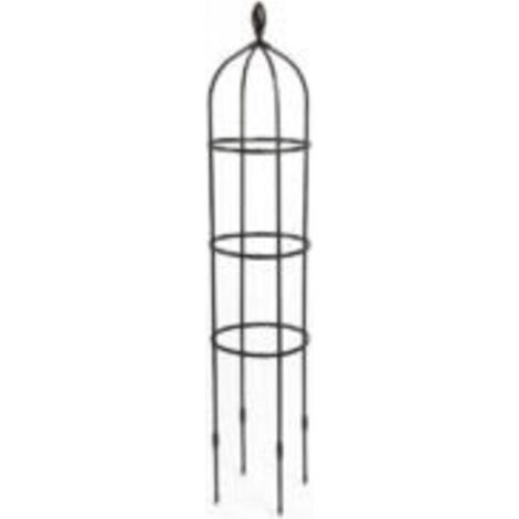 Obélisque de jardin en métal pour plantes grimpantes – Acier long recouvert de plastique – Support haut avec 4 pieux verticaux