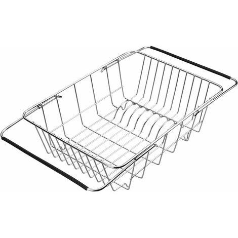 Escurridor de platos de acero inoxidable, cesta de secado extensible para frutas, verduras, ollas, platos y utensilios de cocina (Estilo A: Arch Net) dengyank (1/4)