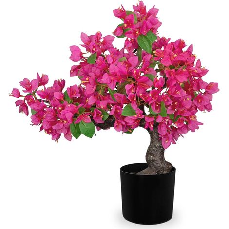 Arbre Bonsaï Artificiel 53 cm Grande Plante Artificielle de Fleur de Bougainvillier en Pot Noir Faux Fleur de Bougainvillier Rose Vif Fausse Fleur de Bougainvillier en Pot pour Décoration (1/5)