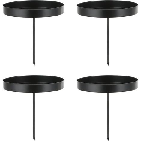 Porte-bougies en forme de couronne de l'Avent, 8 cm, noir, lot de 4, sans épingle, support pour bougies, décoration de Noël, décoration de table (1/5)