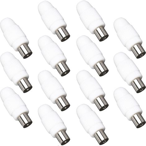 14 Adaptateur Connecteur Coaxial, Visser, Plastique Stable, Câble 5-7 mm, Téléviseur Récepteur DVB-T (1/5)