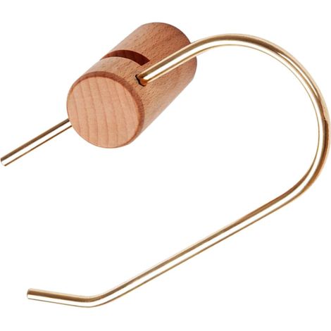 Support rouleau WC, cuivre/bois/avec étagère, pour toilettes (1/5)