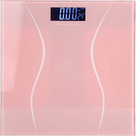 Balance numérique corporelle 180kg/400lb, affichage LCD rétroéclairé, ultra-mince, allumage automatique (Rose) (1/5)