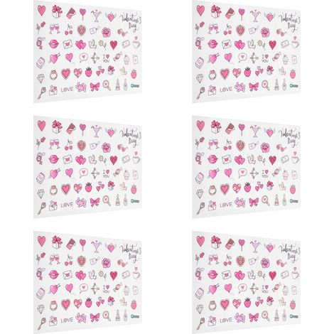 6 Stickers Muraux Cœur et Rouge à Lèvres pour Saint-Valentin, Décor Maison Salon